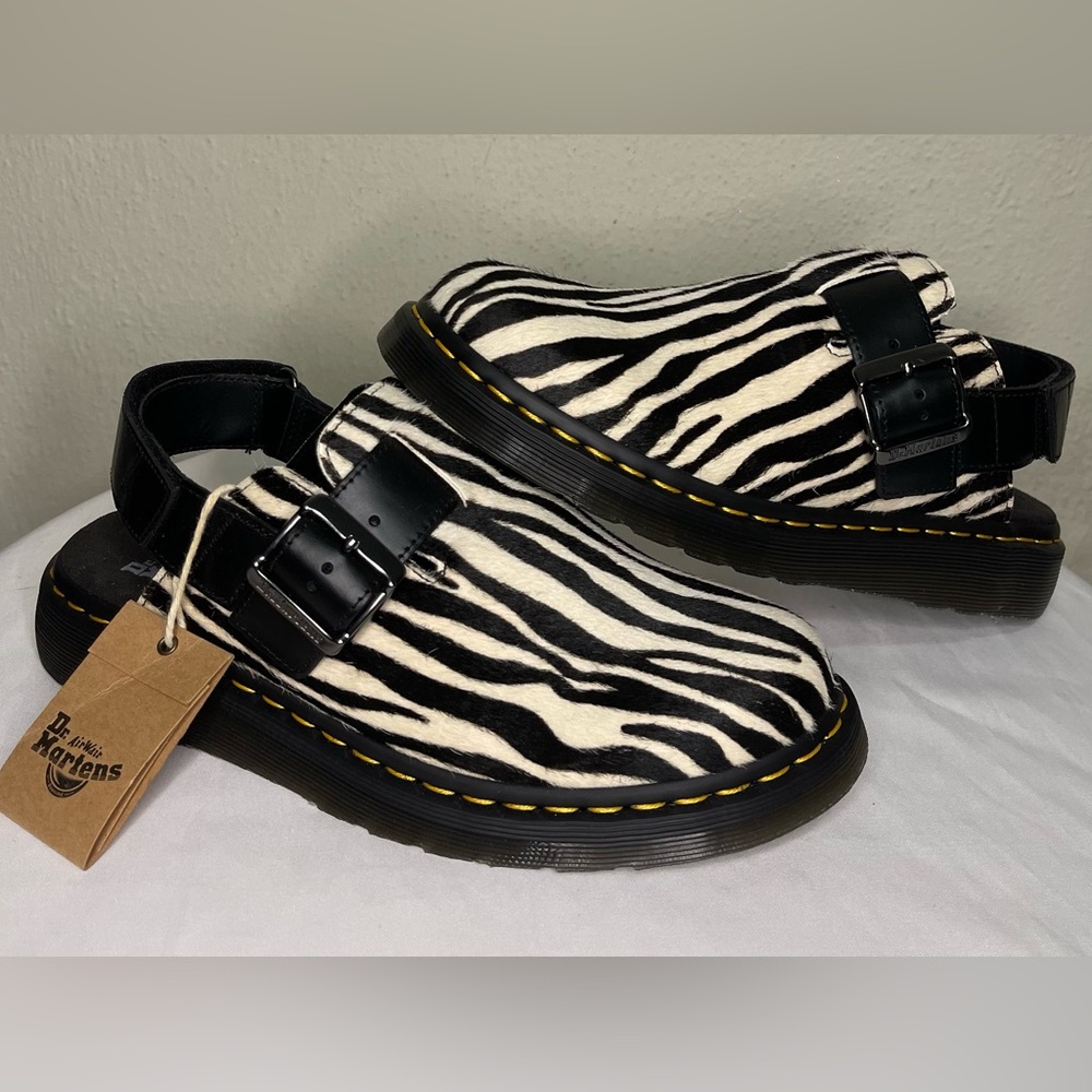 NEW RARE Dr Martens Zebra Mules Fisherman Clogs Mary Jane sz 6